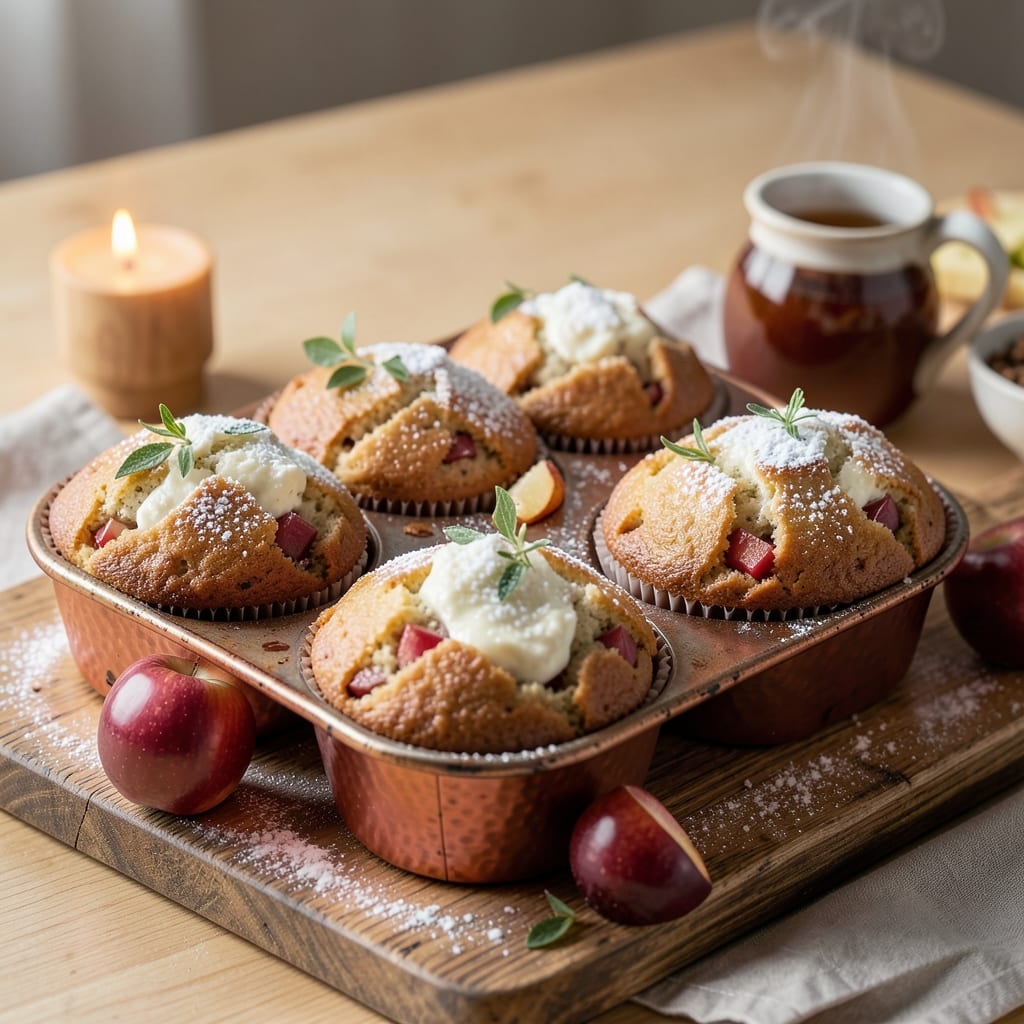 Apple Cider Muffins Recipe With Sour Cream: Spiced Streusel Crown Over Moist Apple Bites