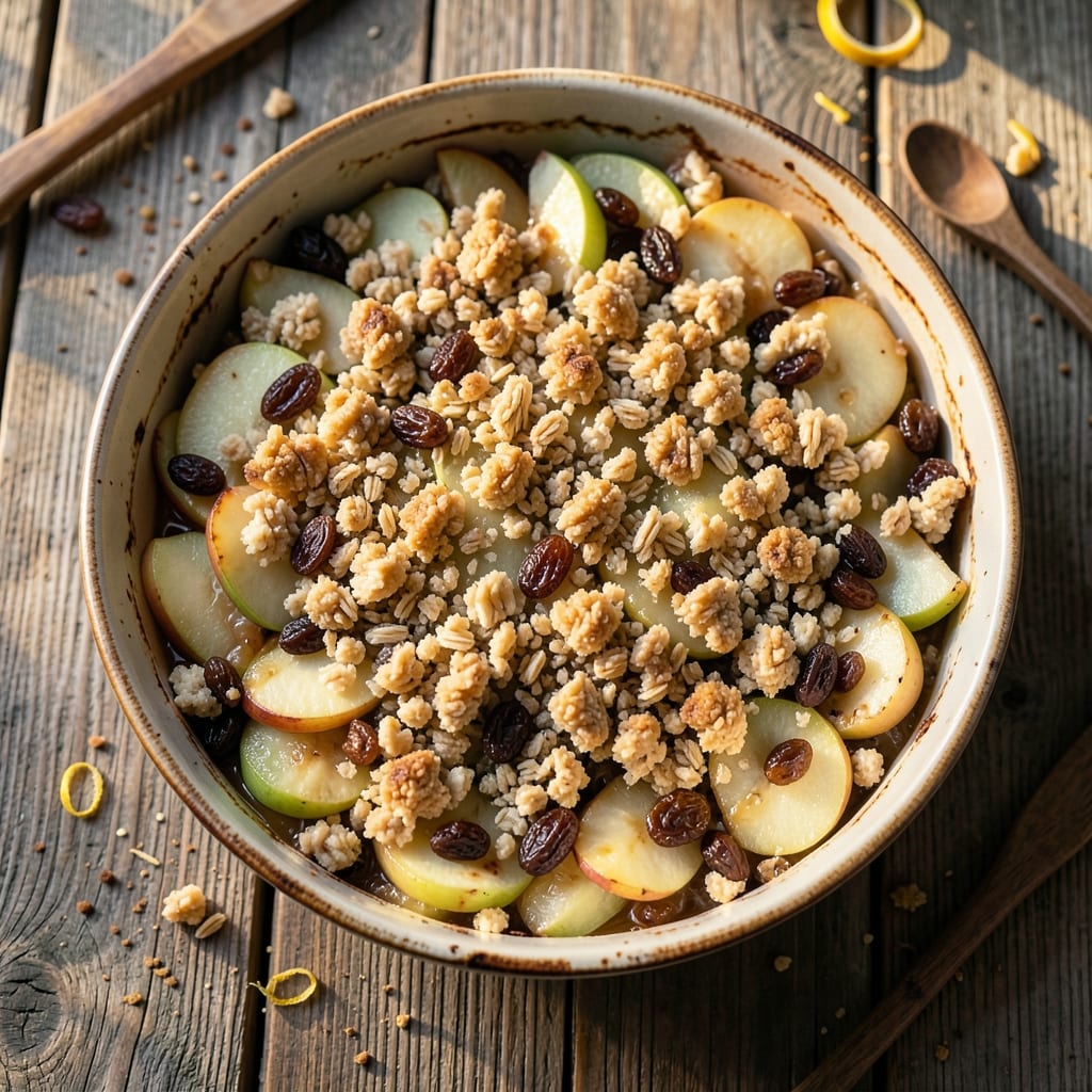 Apple and Raisin Crumble Recipe: Spiced Topping Meets Warm Fruit Filling