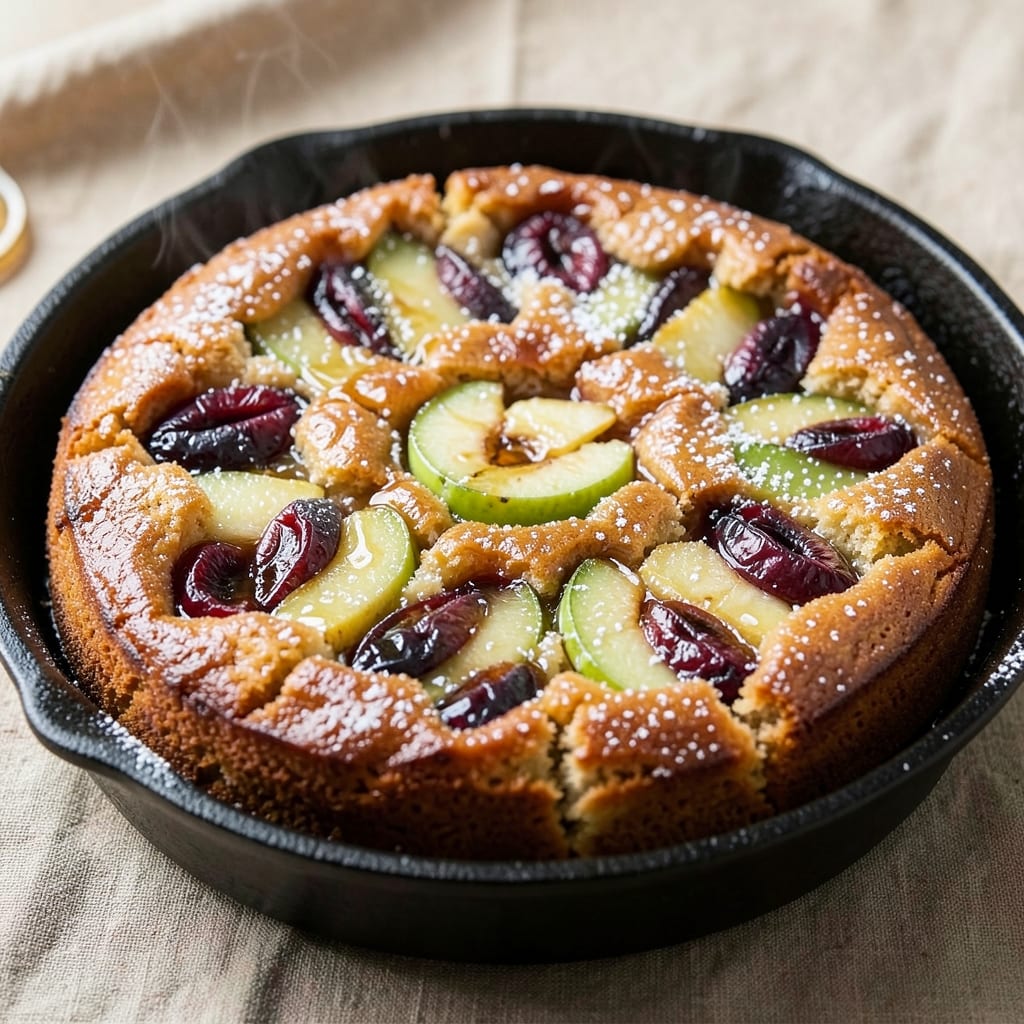 Apple and Plum Upside-Down Cake Recipe: Caramelized Fruit Crown With Buttery Crunch