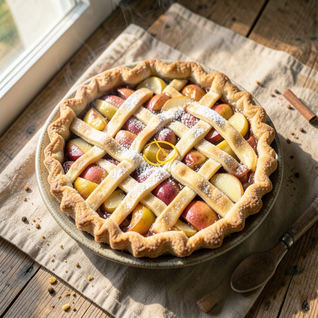 All-Natural Apple Pie Recipe: Crispy Lattice Crown Over Spiced Apple Filling