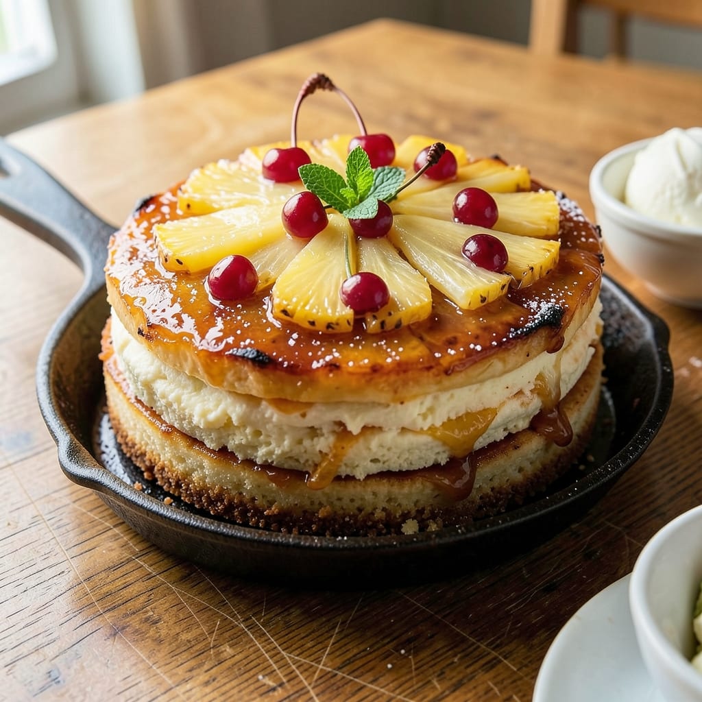 Alton Brown's Pineapple Upside Down Cake Recipe: Caramelized Pineapple Crown Over Buttery Vanilla Layers