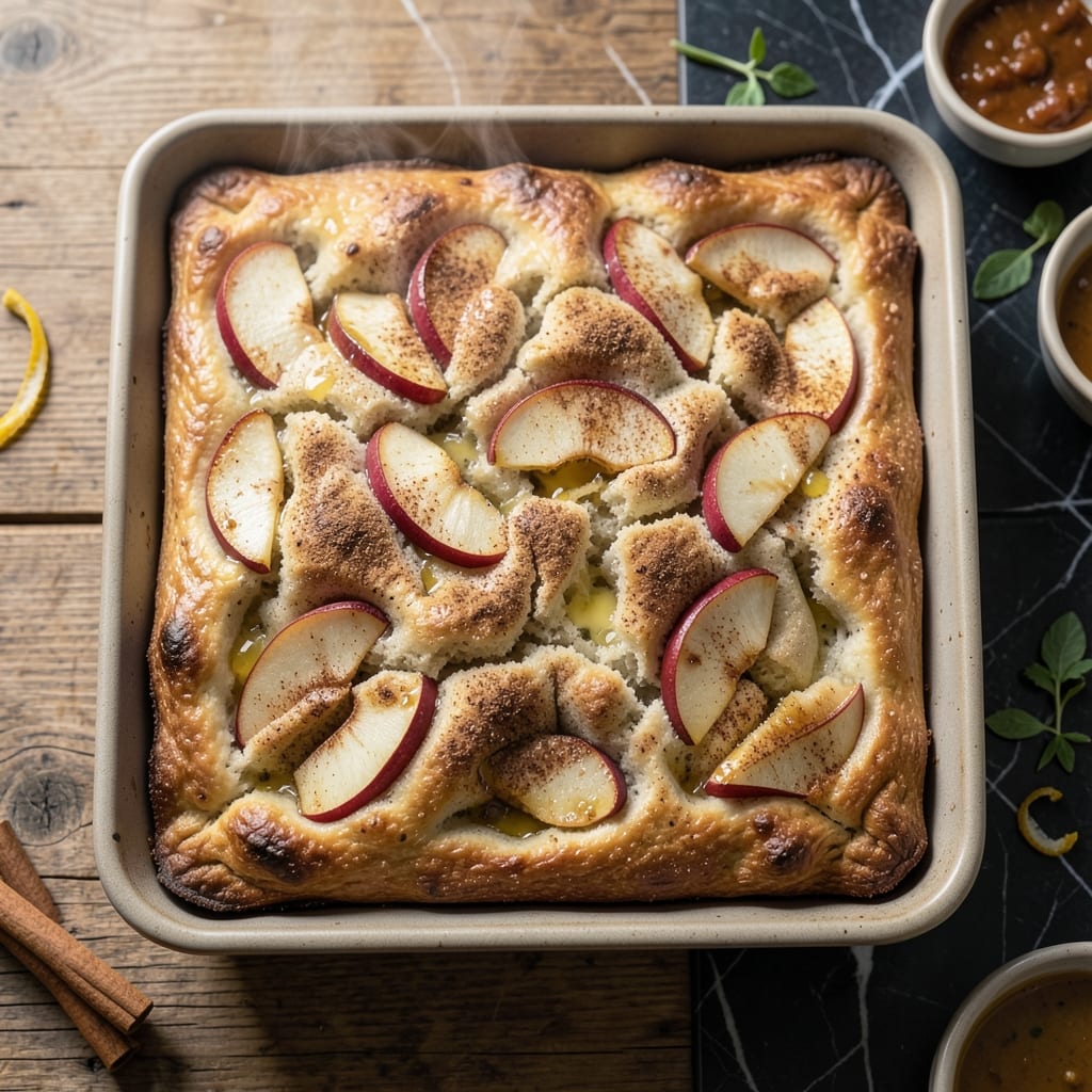 Apple Cinnamon Sourdough Focaccia Recipe: Flaky Crust with Caramelized Apple Swirls