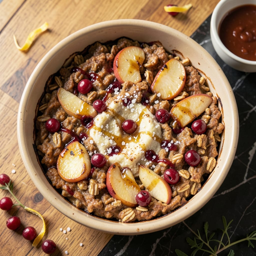 Apple Cranberry Baked Oatmeal Recipe: Spiced Fruit Swirls With Buttery Streusel Topping