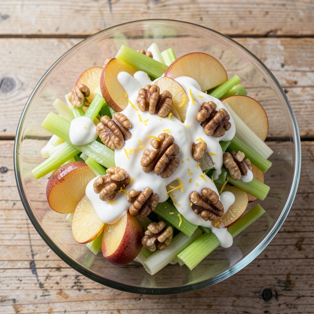 Apple Celery Walnut Salad Recipe: Crunchy Triad With Creamy Dressing Twist