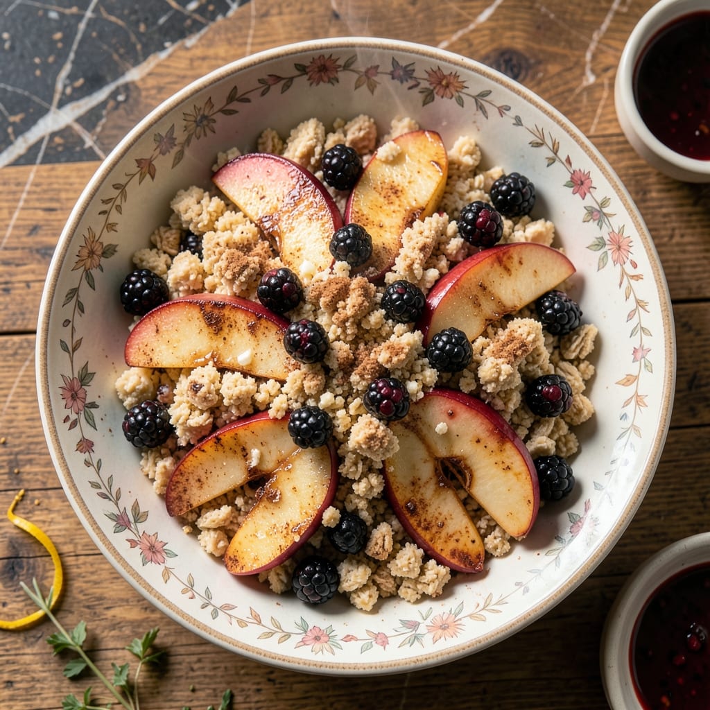 Apple and Blackberry Recipe: Warm Spice and Buttery Oat Topping Magic