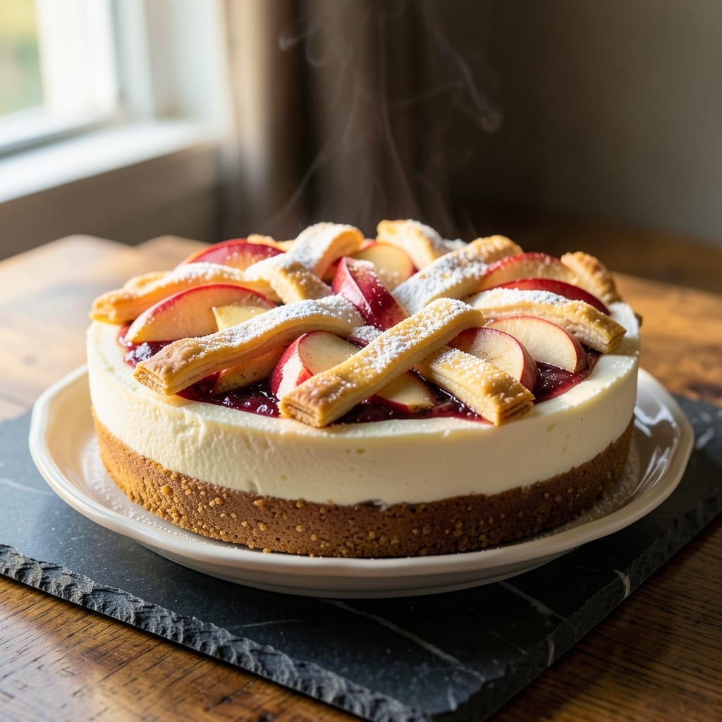 Apple Cheesecake Pastry Recipe: Crispy Lattice Top and Creamy Apple Filling